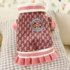 Pet dog/cat autumn and winter new college style tweed skirt pink cividini lace dress teddy dog clothes