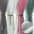 Curtains White 100% Polyester Faux Linen Hotel Sheer Curtains Sheer For The Bedroom