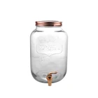 Classic style 8L glass beverage dispenser with tap and iron stand