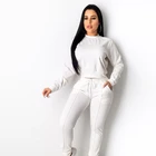 Solid Hot Sell 2020 Fall Autumn Drawstring Solid Color Ladies Clothing Two-piece Long Set For Women