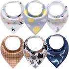 New Design Adjustable Cartoon Cut Animals 100% Cotton 4-pack Absorbent baby bandana drool bibs Baby Bibs