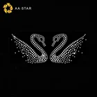 Factory direct price crystal swan rhinestone transfer design for dresses