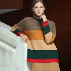 Color block sweater turtle neck sweater women pullover sweater