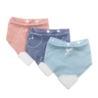Factory Custom High Quality Absorbent Cotton Baby Bandana Drool Bibs With Teether Wholesale