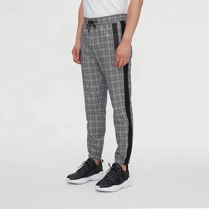 mens checked joggers