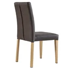 High Quality Restaurant Dining Room Chairs Wood Grain Metal Leg Fabric Covered Dining Chairs