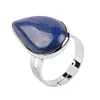 Silver Plated Natural Gemstone Resizable Ring Rain Drop Design Vintage Party Rings