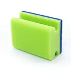 Double groove abrasive sponge scouring pad for kitchen