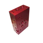 5AXIS CNC milling precision parts red Anodized 6061 aluminum custom manifold hydraul block valve