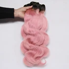 Good Quality #1B/Pink Machine Double Weft Raw Brazilian Virgin Human Hair Extensions Body Wave Weft Hair Bundles