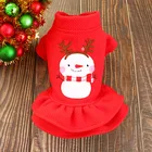Christmas dog autumn and winter clothes Teddy Bomei cat pet clothing thickening warm ladies Waffle princess dress