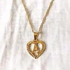 LOZRUNVE Pure 925 Sterling Silver Hollow Gold Initial Heart Charm Pendant