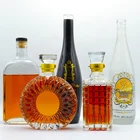 Custom fancy design Empty olive oil brandy glass bottles 500ml 700ml 750ml liquor whisky vodka glass bottle wholesale