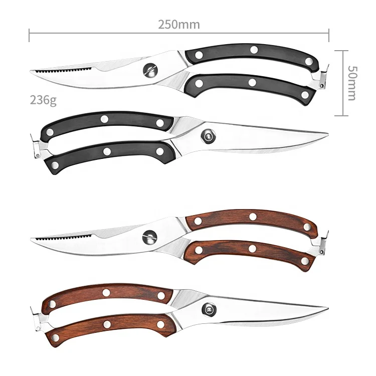 Asiakey Strong Kitchen Shear Stainless Steel Poultry Fish Chicken Bone Scissors