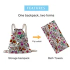 Beach Cool Wholesale Microfiber Beach Towel Cool Design Skull Printed 2 In 1 Backpack Bath Towels