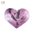 high quality custom service patches embroidery cartoon big love heart reflective sequin patches for clothing