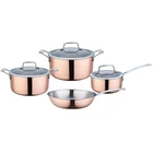 high quality best brand 7 pcs tri-ply copper stainless steel cooking pot kitchen cookware sets