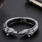 Wolf Men Bangle Bracelet Custom Animal Wolf Head Bracelets Jewelry Men Stainless Steel Bangle Bracelet