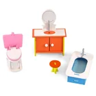 Cute Simulation Mini Miniature Wooden Furniture Toy Pretend DollHouse Set Kids Montessori Play Baby Room Toy