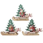 Fashion New Year Decoration Sleigh Car Painted Wooden Puzzle Santa Claus Snowman Deer Jigsaw Puzzle Christmas Ornament