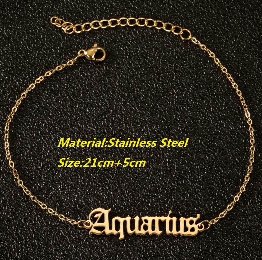 stainless steel ankle bracelet 12 zodiac signs bracelet anklet foot jewelry zodiac charms stainless steel