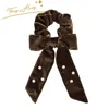 New bow hair loop velvet pearl ribbon bow tie fashion lady hair scarf