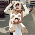 2019 New arrival cute cotton wool scarf warm scarf and hat gloves three-piece for winter wholesale