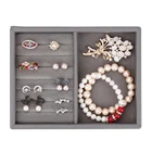 Display PU Leather Velvet Black Gray Beige Small Travel Jewelry Tray