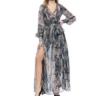Fashion Summer V-Neck Large Swing Dress Beach Casual Print Dresses