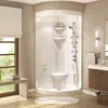 Steam shower room with white tempered glass shower door
