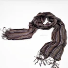 2020 100% Acrylic Mens Stripe Fringe Woven Scarf Long Neck Crinkle Shawl