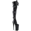 18/20 cm high and thin with black knee-high boots belt buckle waterproof Taiwan lace-up boots stage long boots the dinner party