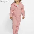 Kids High Quality Children Fall Winter Clothes Private Label Fleece Baby Hoodie Jogger 2pcs Kids Girl Clothing Set