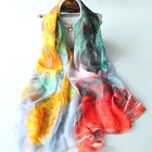 New Arrival Famous Painting Digital Printing Women's Elegant Chiffon Long Silk Scarf
