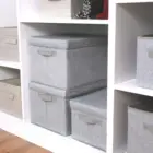 Glossy Storage Bins for Closet with Lids and Handles Rectangle Box Fabric Baskets Containers