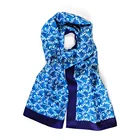 Wholesale Thistles Thorns Printed Sky Blue Scarves Square Blue Edge Banding Custom Scarf Silk Women