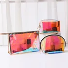 High quality Travel transparent waterproof pvc toilet portable laser 3 pieces per set cosmetic bag clear