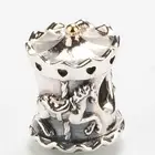 Wholesale Genuine 925 Real 14K Gold&Silver Carousel Charms for pandora S925 ALE Bracelets
