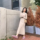 ASM ANNA winter new elegant knit dress loose over the knee sweater wool women fishtail dress
