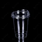 transparent plastic cold coffee cup lid pet flat cover for cup