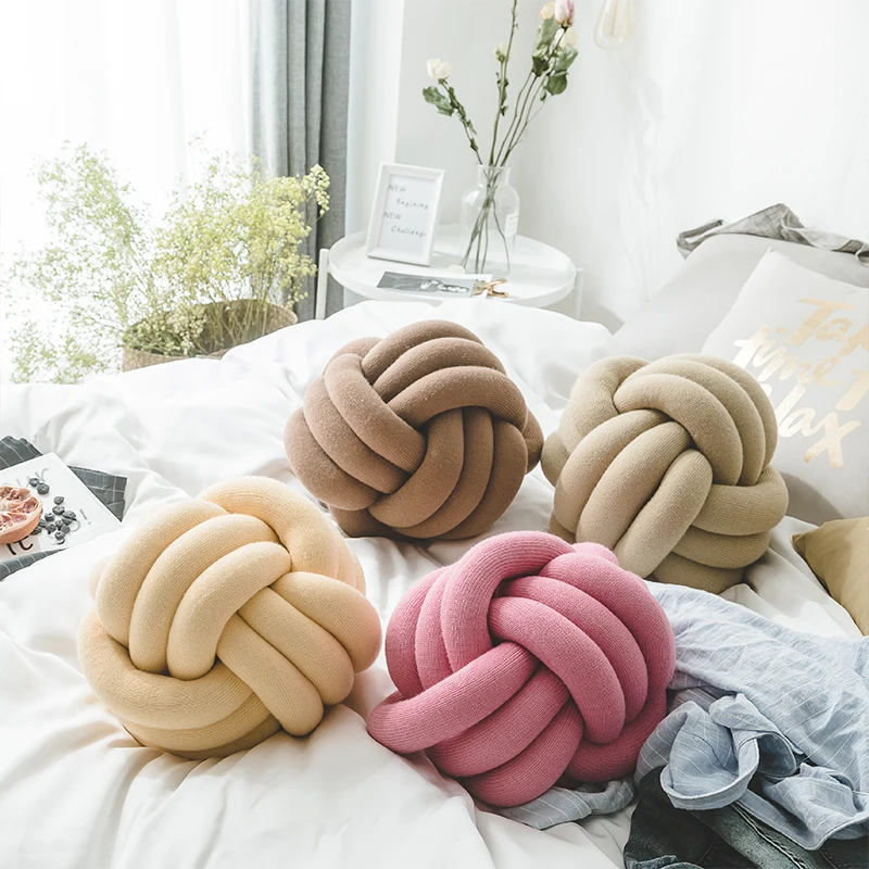 product dst hot soft acrylic magic knitted handmade wool knot throw tube  chunky pillow with home decoration-56