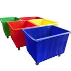 Plastic mobile used hotel luggage carts laundry trolley on wheels with lid