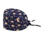 Nurse Doctor ER Chemo Surgery Skull Handmade 100% Cotton Nurse Cap Tie Back Nursing Surgical Cap