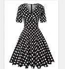 Polka Dot Printed Casual Cotton Dress for woman Black and White