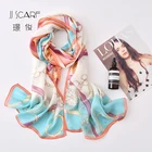 Customized design digital print long women scarf satin silk shawl