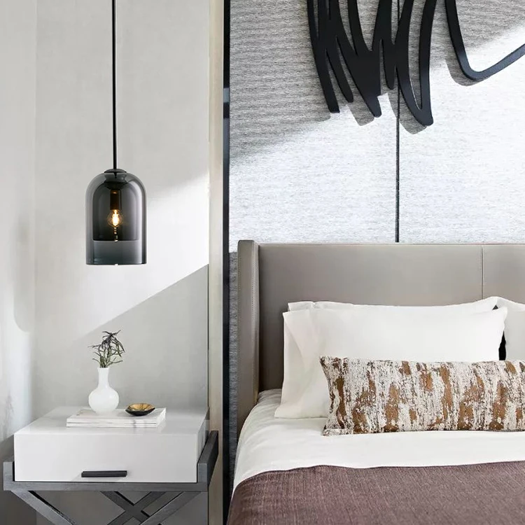 Factory sale modern style indoor use lamp shade glass E14 glass jar pendant light for hotel villa living room
