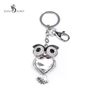 Personalized Zinc Alloy Customized Metal 3D Owl Rhinestone Keychain Charms