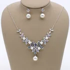 New Party Prom Jewelry Crystal Rhinestone Necklace Earring Set Wedding Bridal Jewelry Set