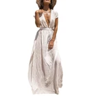 Deep V Neck Backless Bikini Beach Long Dress Side Slit Swimsuit Cover Up