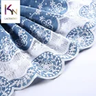 Creative desgin dot circle blue embroidered 100 cotton denim fabric for skirt making